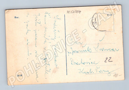 Pohlednice hrad historické město černobílá (M12914)
