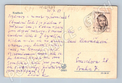 Pohlednice Kružberk stará razítko 1957 Orbis (M12939)