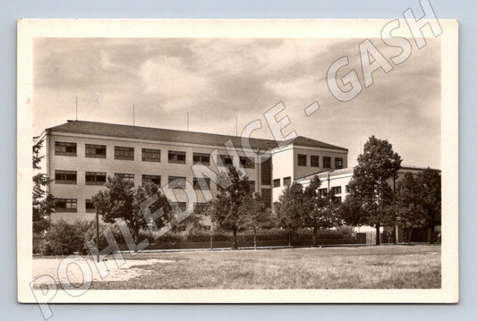 Pohlednice Kravaře ve Slezsku škola 1951 (M12940)