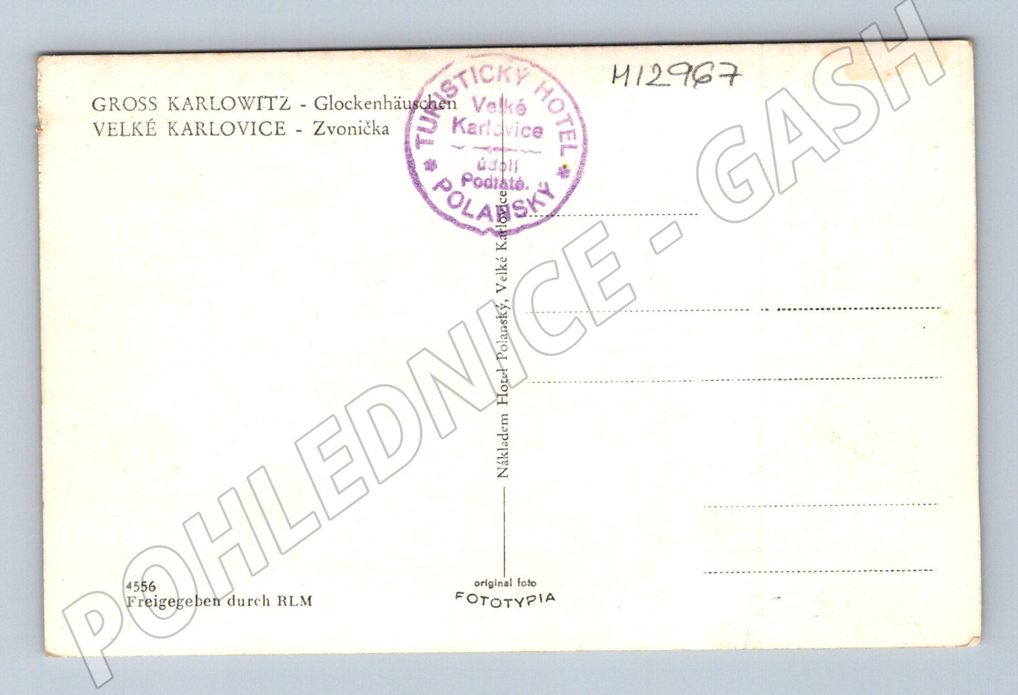 Pohlednice Zvonicka Velké Karlovice (M12967)