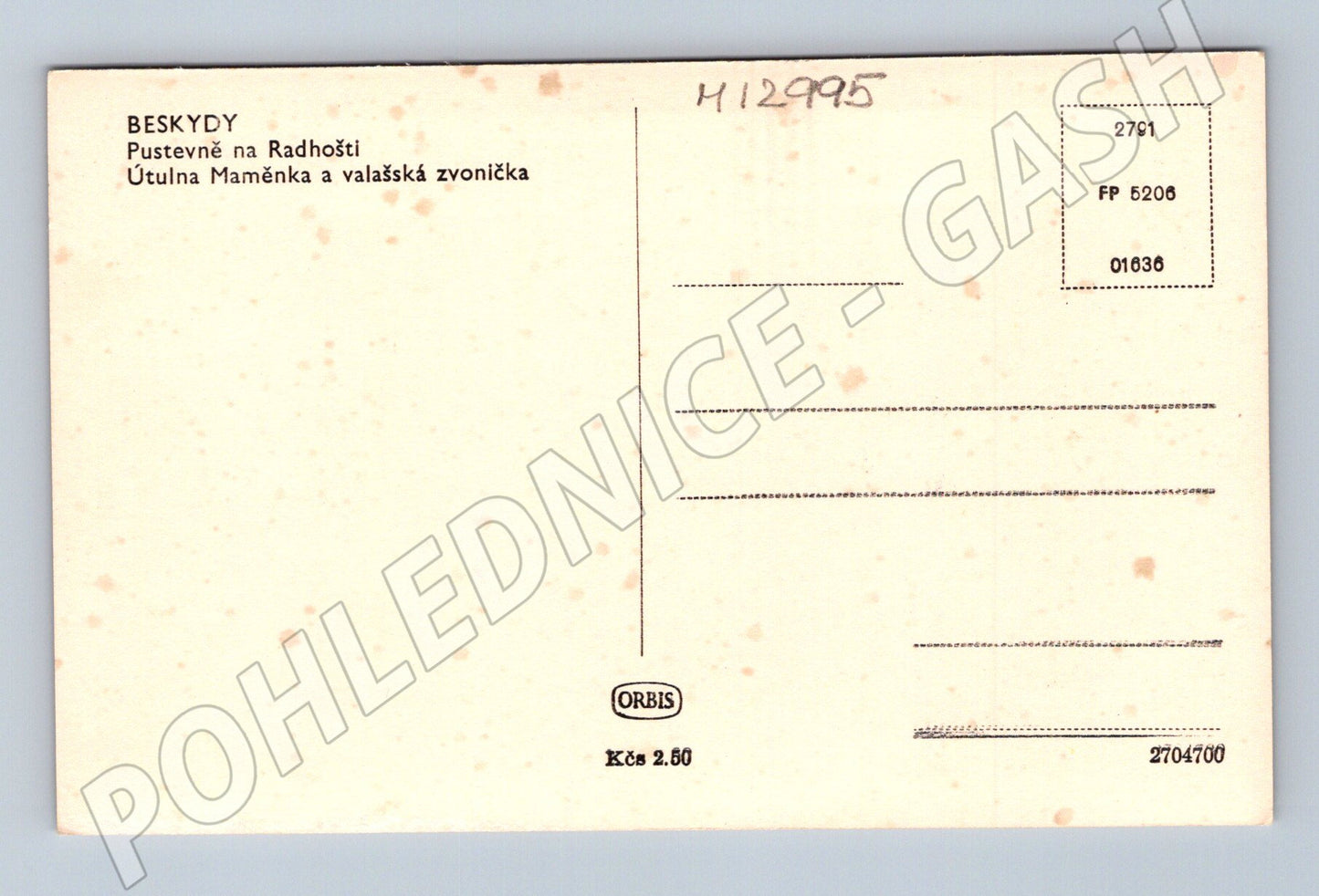 Pohlednice Maměnka a zvonička Beskydy, Pustevny (M12995)