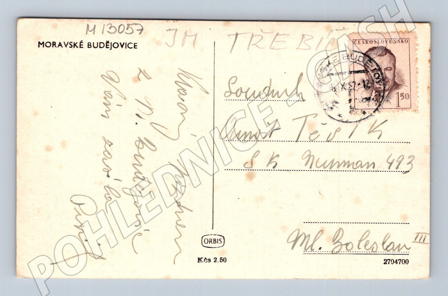 Pohlednice Moravské Budějovice stará do 1950 (M13057)