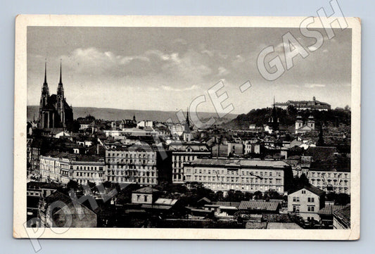 Pohlednice Brno celkový pohled, katedrála a Špilberk (M13082)