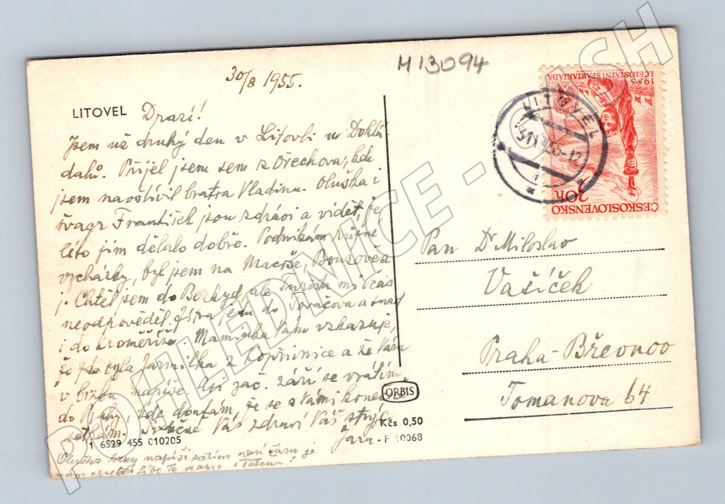 Pohlednice Litovel zámek/škola (M13094)