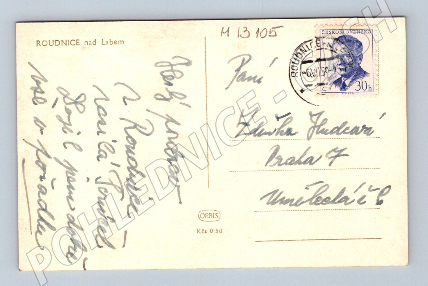 Pohlednice Roudnice nad Labem 1950 (M13105)