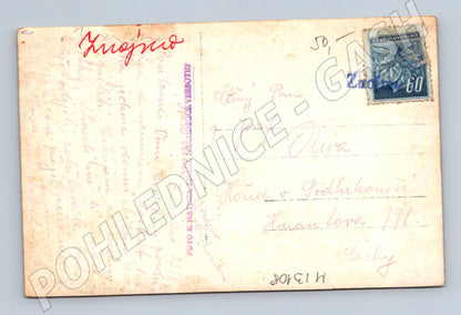 Pohlednice Hrad s koupalištěm a řekou (M13108)
