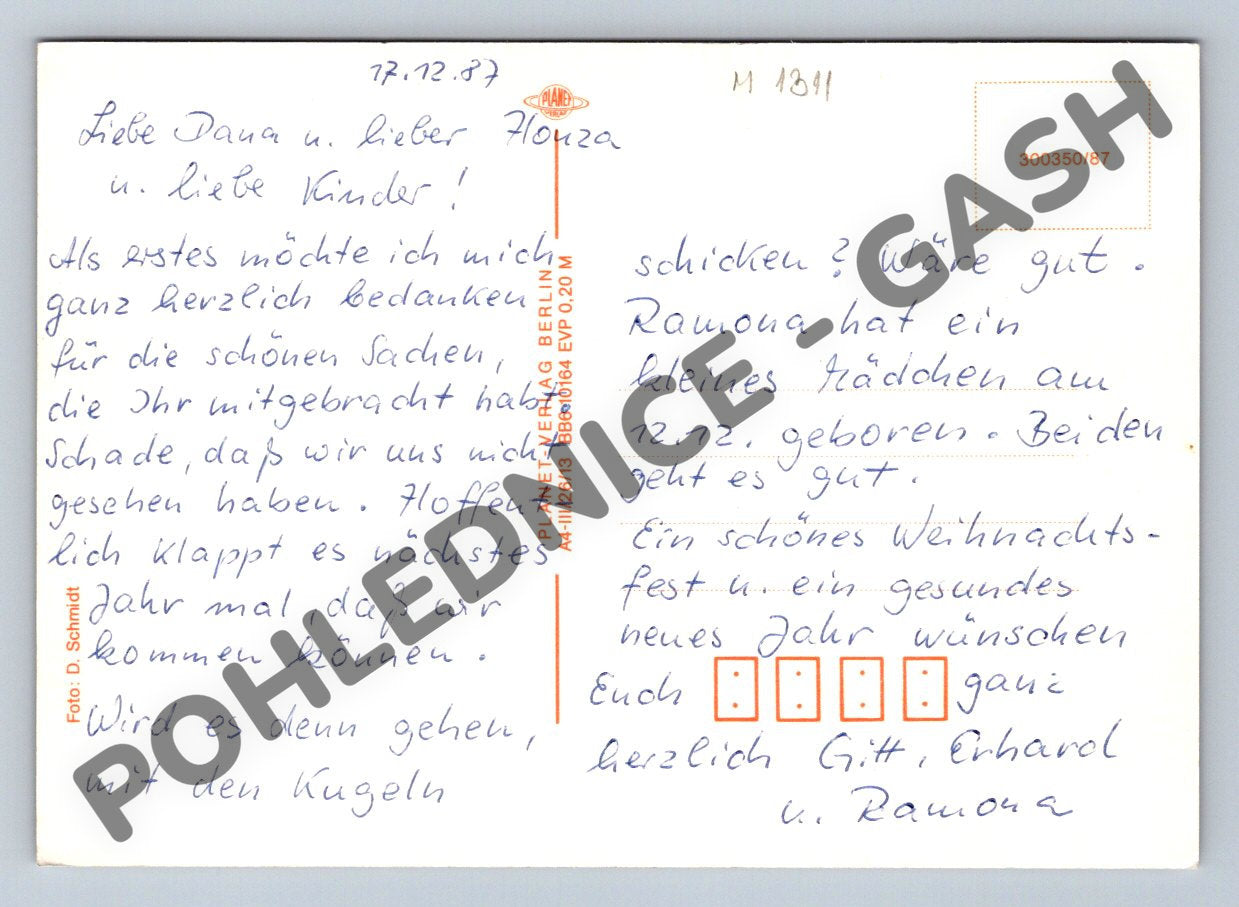 Pohlednice Německo 1987 Ein frohes Weihnachtsfest (M1311)
