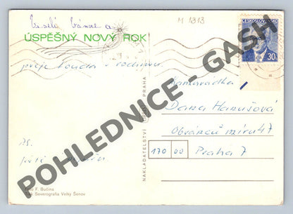 Pohlednice ČSR zvonečky jmelí 30 haléřů (M1313)