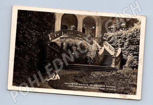 Pohlednice Partie ze zámecké zahrady Kroměříž, 1929 (M13142)