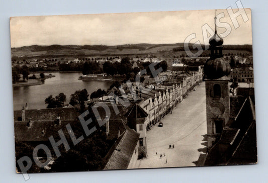 Pohlednice Telč náměstí černobílá (M13152)