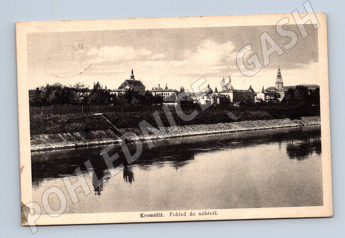 Pohlednice Kroměříž Nábřeží, razítko 1928 (M13161)