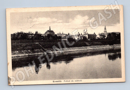 Pohlednice Kroměříž Nábřeží, razítko 1928 (M13161)