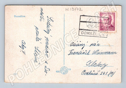 Pohlednice Domažlice náměstí a socha (M13172)