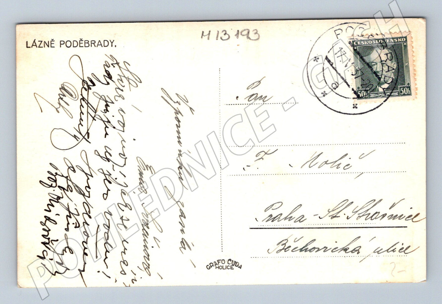 Pohlednice Lázně Poděbrady kolonáda 1931 známka a razítko (M13193)