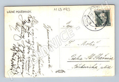 Pohlednice Lázně Poděbrady kolonáda 1931 známka a razítko (M13193)