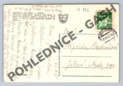 Pohlednice Jablonec radnice pohled do 1950 (M132)
