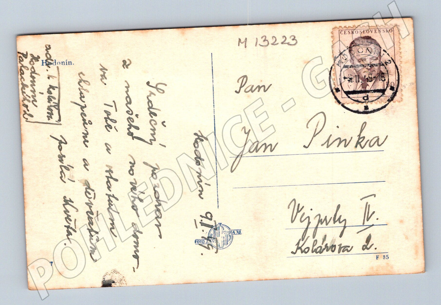 Pohlednice Hodonín historická 1946 (M13223)