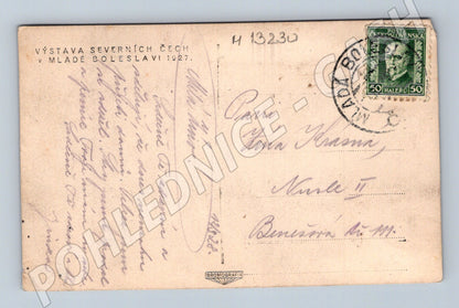Pohlednice Mladá Boleslav výstaviště 1927 poštou prošlá (M13230)