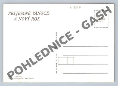 Pohlednice skleničky a lahev vánoční Orbis (M1324)