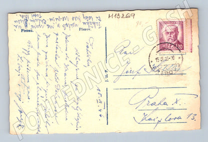 Pohlednice Přerov stará poštou prošlá 1946 T. G. Masaryk (M13269)