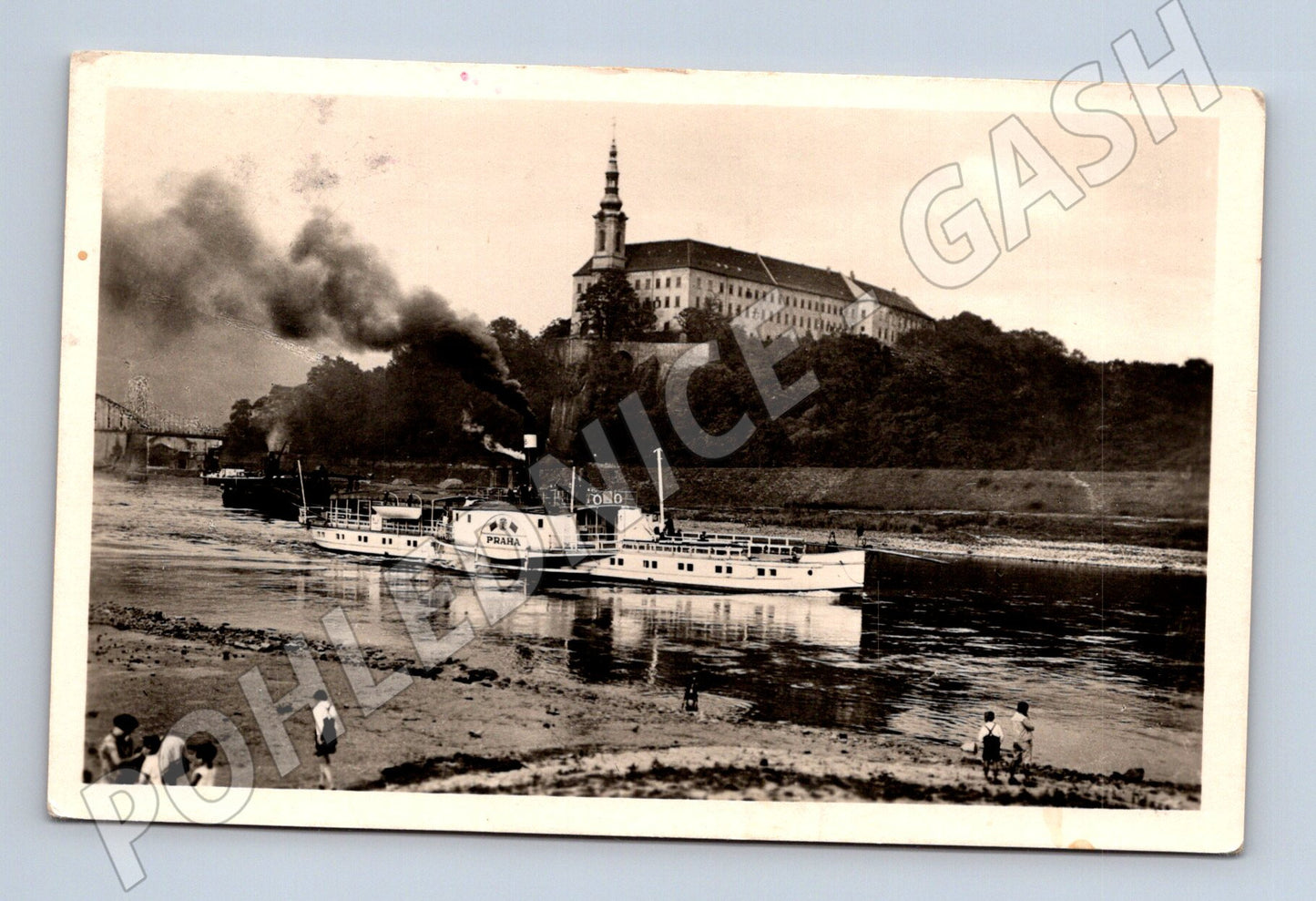 Pohlednice Děčín zámek parník Praha na Labi (M13279)