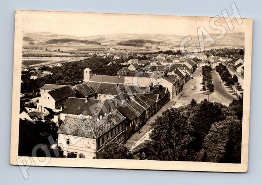 Pohlednice letecký pohled na české město černobílá do 1950  (M13281)