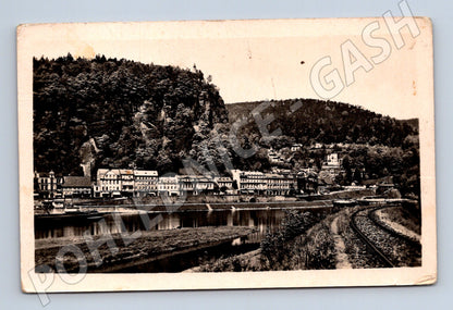 Pohlednice Děčín IV Pastýřská stěna železnice Labe černobílá (M13288)