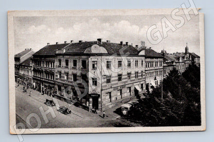Pohlednice Kladno historická roh s kavárnou Slavie do 1950 (M13290)