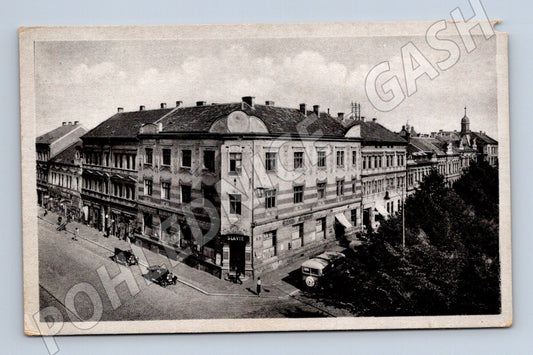 Pohlednice Kladno historická roh s kavárnou Slavie do 1950 (M13290)