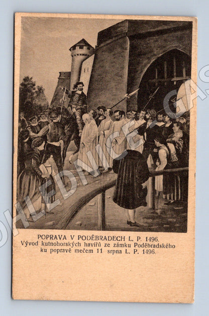 Pohlednice Poděbrady poprava kutnohorských havířů 1496 (M13292)