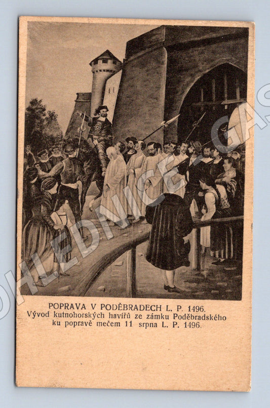 Pohlednice Poděbrady poprava kutnohorských havířů 1496 (M13292)