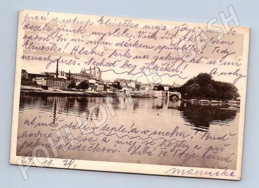 Pohlednice Kolín pohled od železničního mostu 1929 (M13304)