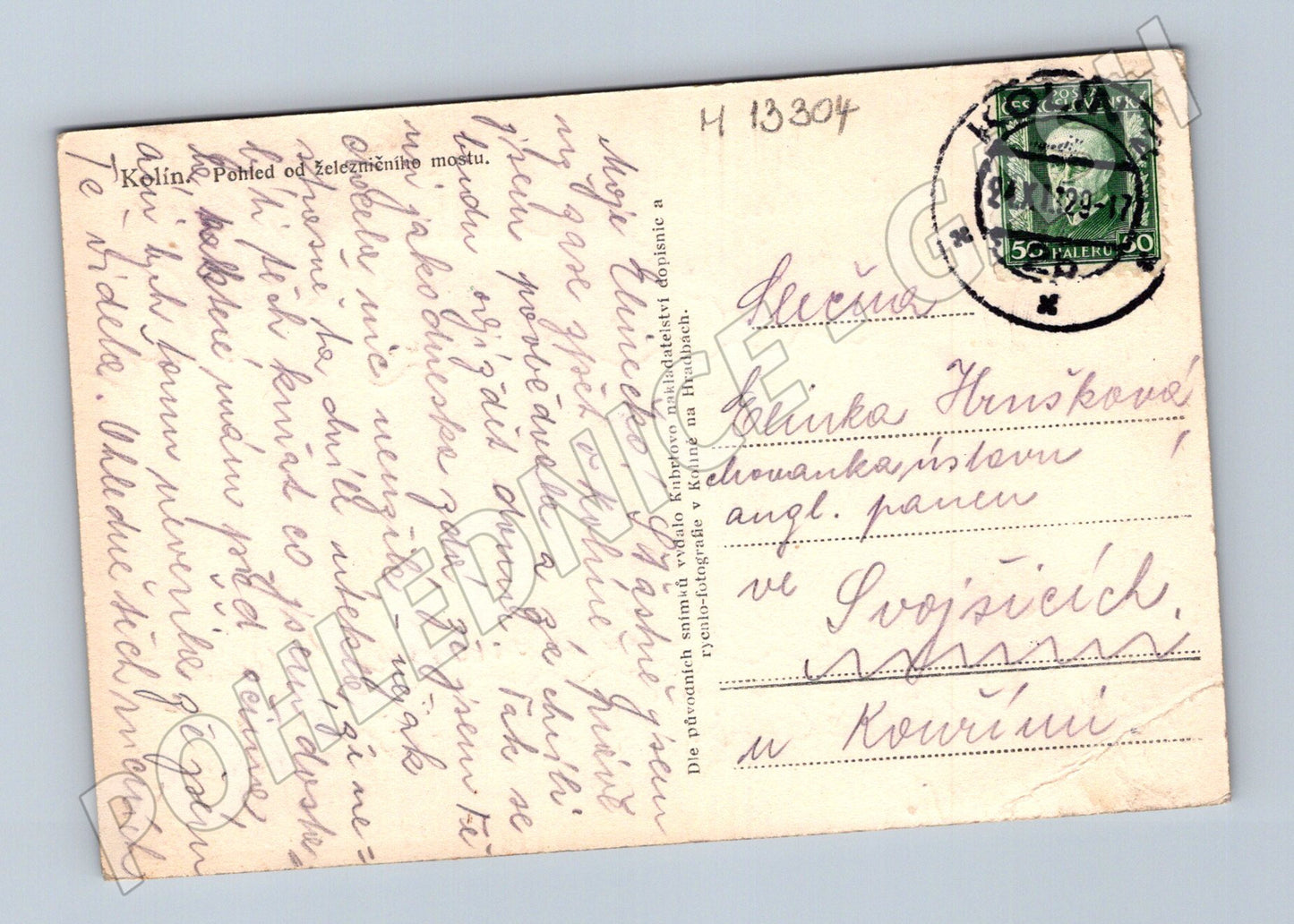 Pohlednice Kolín pohled od železničního mostu 1929 (M13304)