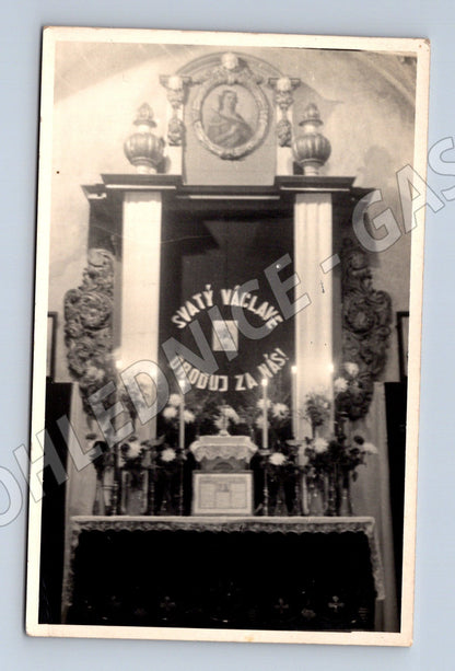 Pohlednice oltář sv. Václava historická ČSR do 1950 (M13309)
