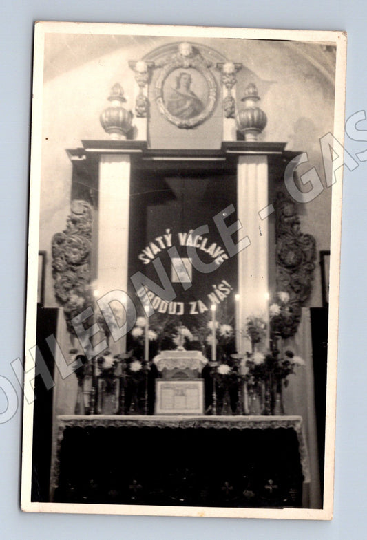 Pohlednice oltář sv. Václava historická ČSR do 1950 (M13309)