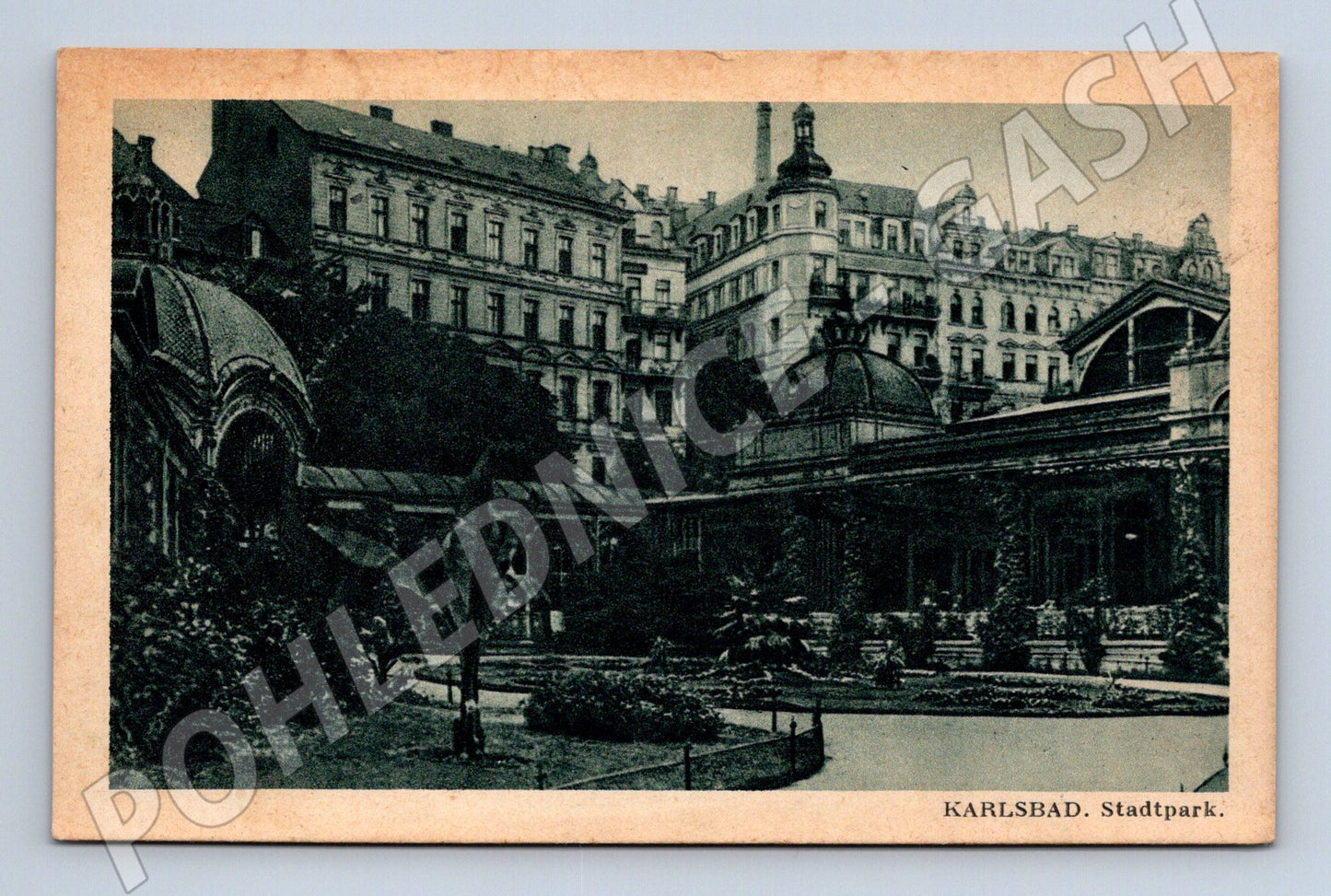 Pohlednice Karlsbad Stadtpark Karlovy Vary do 1950 (M13321)