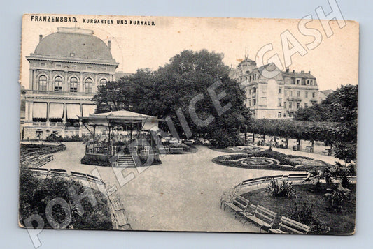 Pohlednice Františkovy Lázně Kurhaus a zahrady 1912 (M13329)