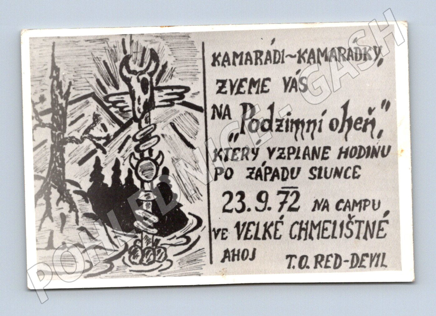 Pohlednice Podzimní oheň Velké Chmelištné 1972 (M13334)