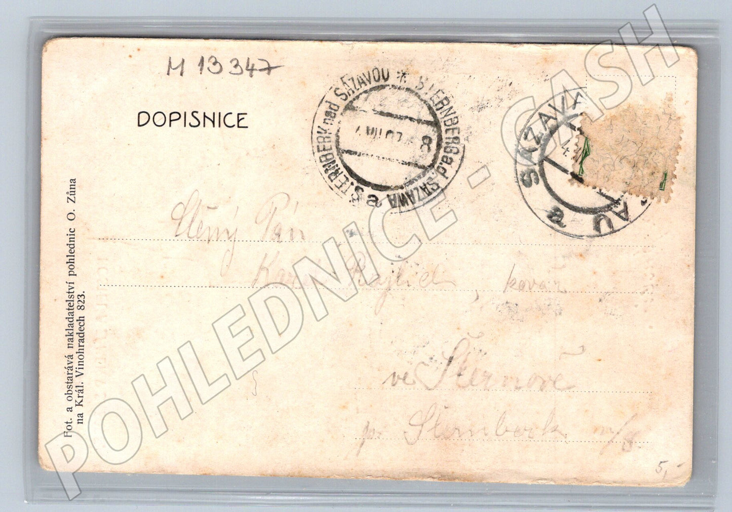 Pohlednice Sázava kostel a zámek 1911 (M13347)