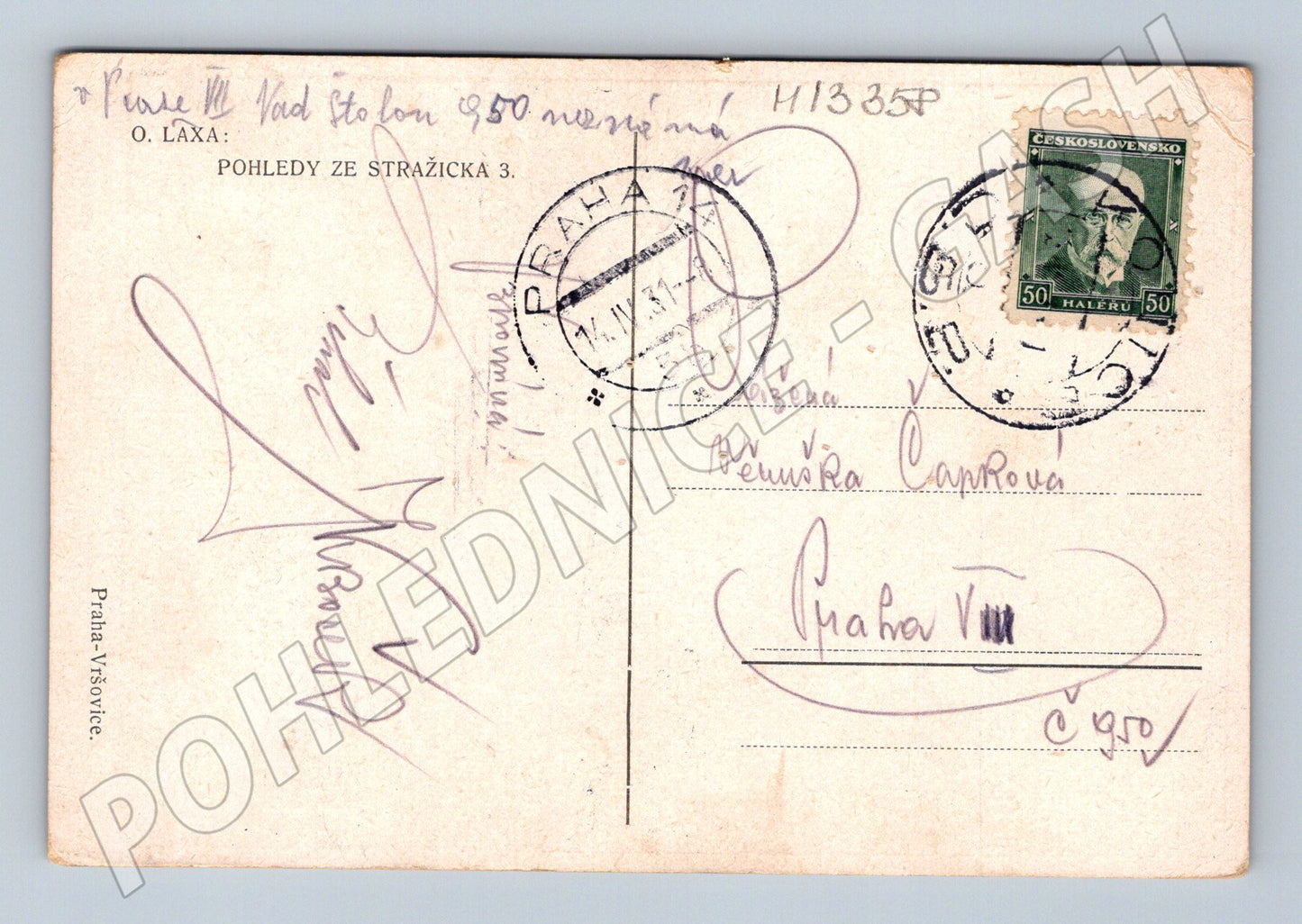 Pohlednice Praha Višňovice O. Laxa poštou prošlá (M13358)