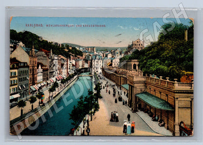 Pohlednice Karlovy Vary Mühlbrunnenquai 1915 (M13366)