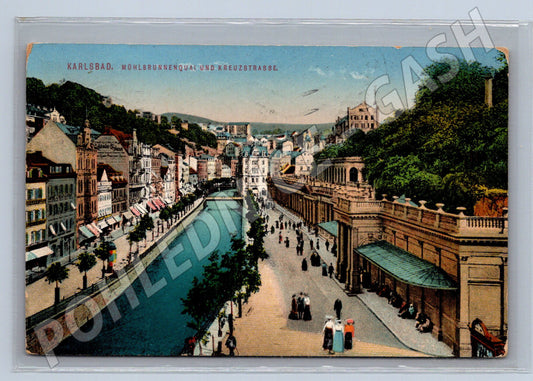 Pohlednice Karlovy Vary Mühlbrunnenquai 1915 (M13366)