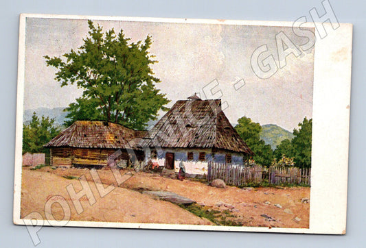 Pohlednice Karpaty tradiční vesnice G. Brauner 1938 (M13373)