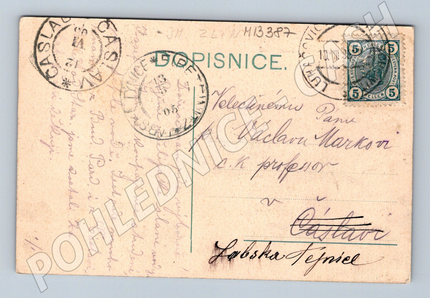 Pohlednice Luhačovice celkový pohled kolorovaná 1905 (M13387)