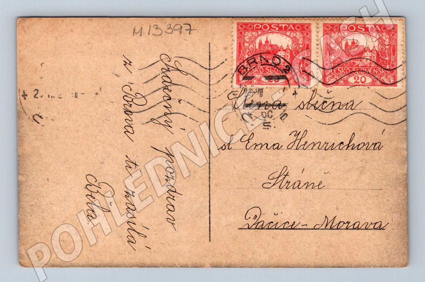 Pohlednice Brno Špilberk historická poštovní 1920 (M13397)
