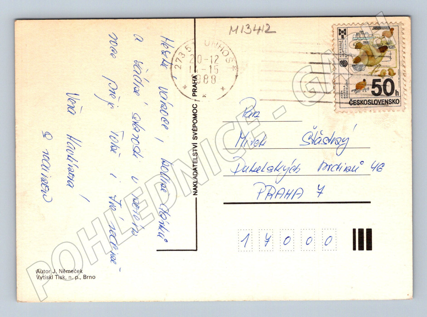 Pohlednice Jaroslav Němeček zimní děti 1983 (M13412)