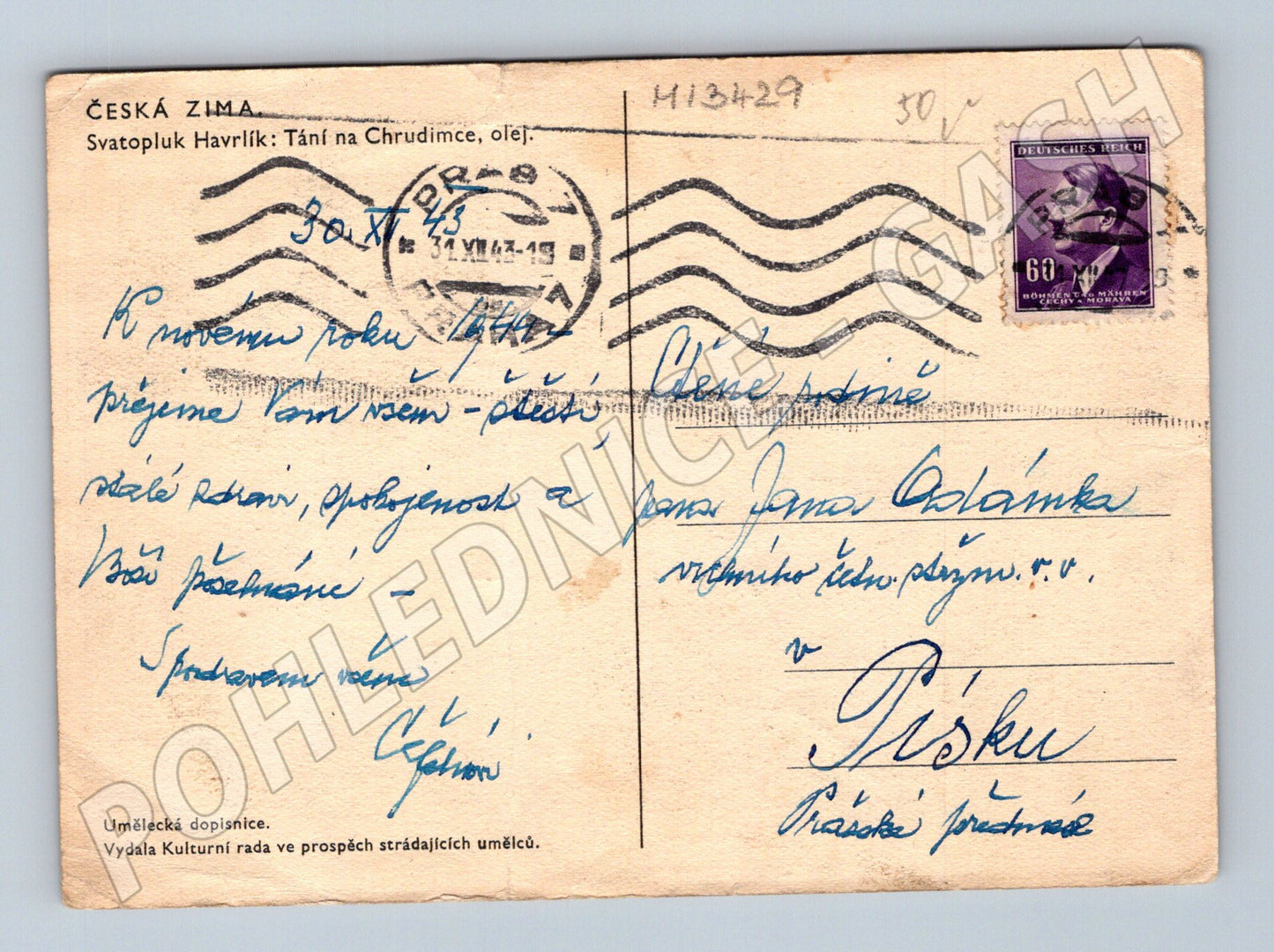 Pohlednice Česká zima tání na Chrudimce (M13429)