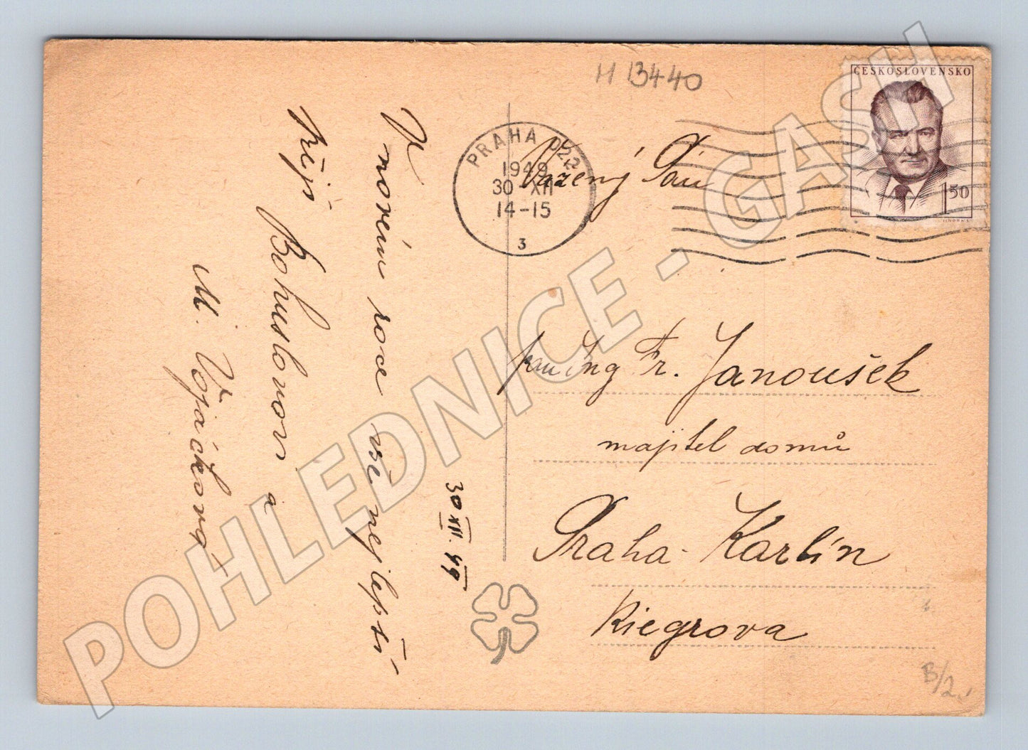 Pohlednice Venkovská krajina zaslaná (Pohlednice ČR 1943, M13440)