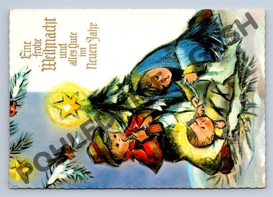 Pohlednice Vánoční německá ilustrace betlém do ČSR (M1345)