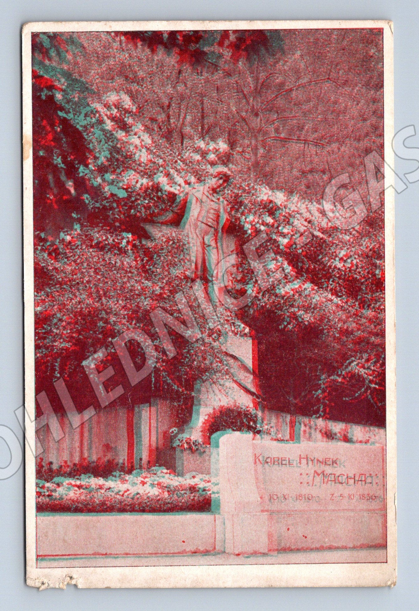 Pohlednice Hrob Karla Hynka Máchy 3D anaglyf (M13464)